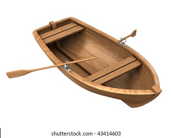 Wood Boat Isolated On White