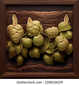 Wood Carving, Hops, Wood Texture, Engraving, Hop Bush