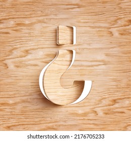 Wood Cut Out Font Question Mark. Design Suitable For Rustic, Natural, Ecological Or Sustainability Concepts. High Quality 3D Rendering.