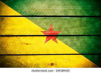 Wood Flag French Guyana