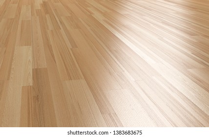 Wood Floor Close Up 3d Perspective Rendering.Paquet Floor