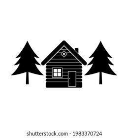 Wood House Logo. Cabin Log Icon Isolated On White Background