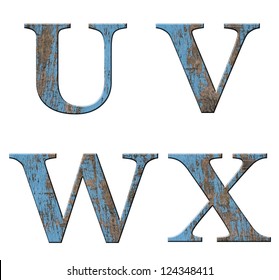 Wood Letter U V W X