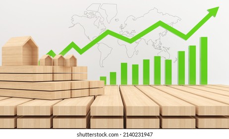 Wood Materials For Building A House With Higher Prices.,log And Lumber Price Up,3d Rendering