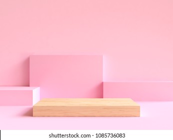 Wood On Floor Minimal Abstract Geometric Scene 3d Rendering