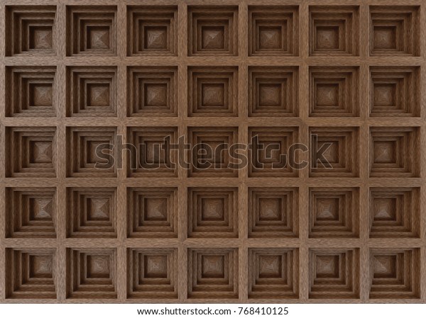 Wood panels on the wall, geometric\
background. 3d\
illustration.