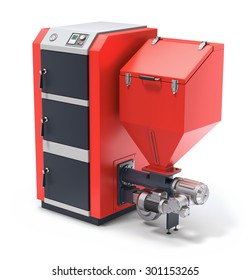 Wood Pellet Boiler With Fuel Hooper And Feeding System