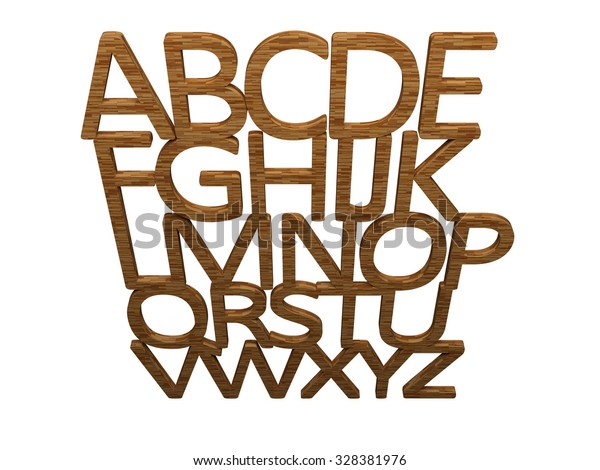 Wood Style Silhouette Alphabet Abcdefghijklmnopqrstuvwxyz Stock ...