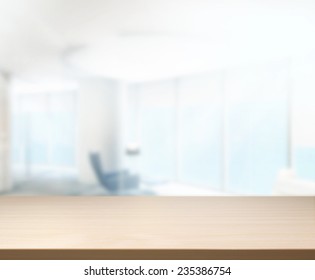 Wood Table Of Background In Office