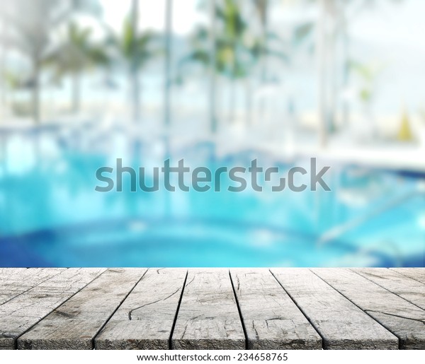 wood Table  Top Background\
and Pool