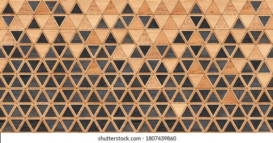 Wood Texture Background. Wooden Panel With Triangle Pattern For Wall Decor. 