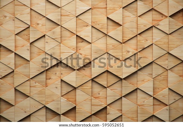 Wood triangular Abstract polygonal background from wooden, 3d render