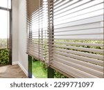  wood venetian blind , 3d render