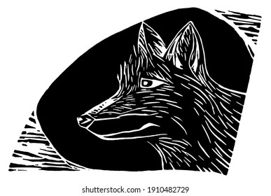 Woodcut (Xilogravura) Of Dog Or Wolf. Design Made In Wood Matrix, Replicable. The Process Is Similar To A Stamp. Regional, Used In Cordel Literature In Northeastern Brazil. Maned Wolf, Wild Dog.