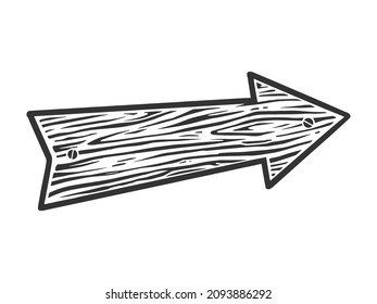 Wooden arrow pointer sketch engraving raster illustration  T  shirt apparel print design  Scratch board imitation  Black   white hand drawn image 