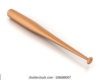 Wooden Baseball Bat On A White Background