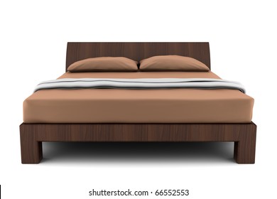 Wooden Bed Isolated On White Background