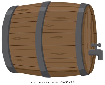 Wooden Beer Keg With Spout Illustration