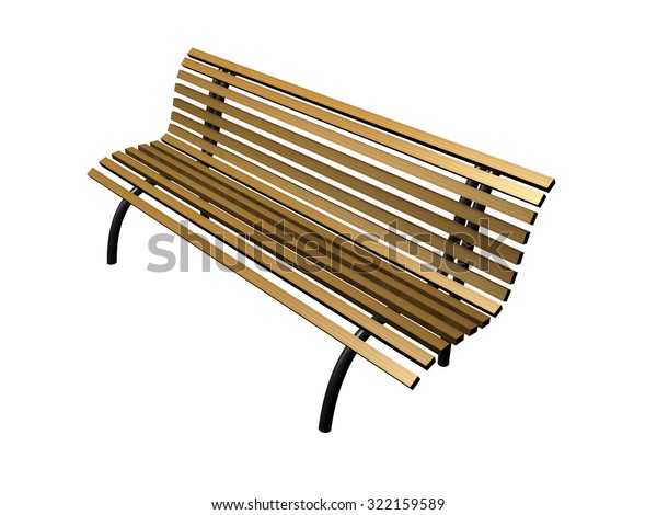 Wooden Bench Black Steel Leg On Parks Outdoor Objects Stock Image