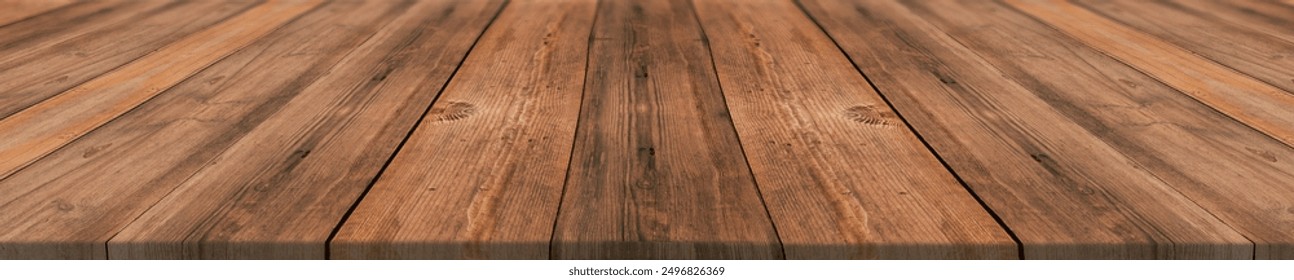 Wooden board empty table in front of blurred background. perspective brown wood over blur in coffee shop - can be used for display or montage your products mock up for display