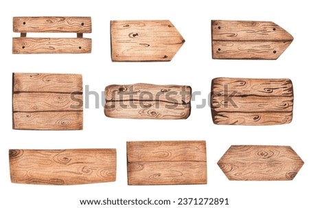 Wooden board, pointer, signboard. Rustic. Watercolor illustration