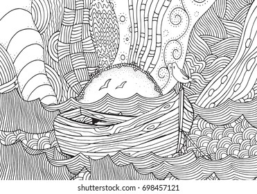 411 Adult coloring page boat Images, Stock Photos & Vectors | Shutterstock