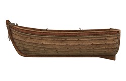 Wooden Boat Isolated (side View). 3D Rendering
