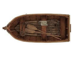 Wooden Boat Isolated (top View). 3D Rendering