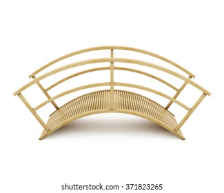 Wooden Bridge Isolated On A White Background. 3d Rendering.