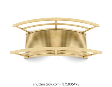 Wooden Bridge Top View On White Background. 3d Rendering.