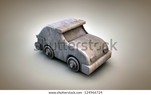 wooden car isolated on\
brown background