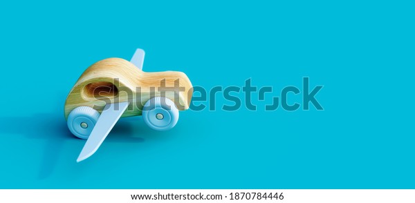 Wooden car toy with white paper wings,\
Flying car concept 3D Rendering, 3D\
Illustration