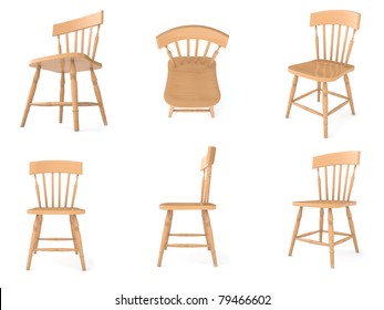 wooden chair in different angles