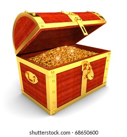 Wooden Chest With Gold Coins