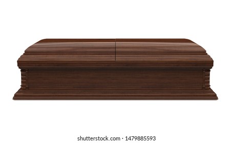 Wooden Coffin Isolated. 3D rendering