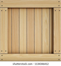 Wooden Crate Front View, Cargo Box Texture 3d Rendering
