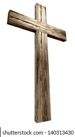 A Wooden Cross On An Isolated Background