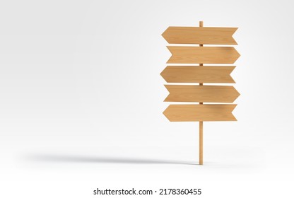 Wooden Crossroads Signpost Isolated From The Background, 3d Rendering