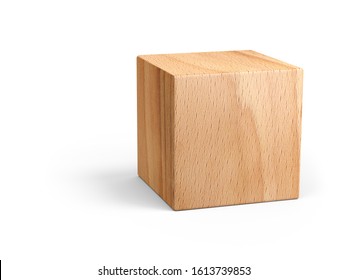Wooden cube for conceptual design. Education game. 3d illustration isolated on a white background.