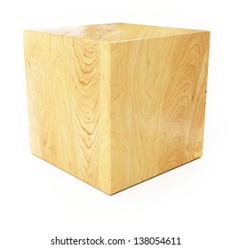 Wooden Cube Isolated On White Background