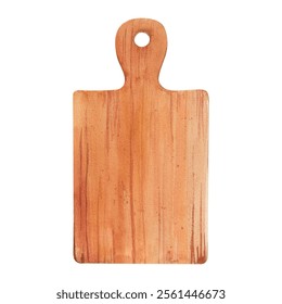 Wooden cutting board top view. Hand drawn watercolor illustration of kitchen utensil isolated on white background for food design, cafe menu, restaurant, coffee shop decoration, grocery store - Powered by Shutterstock