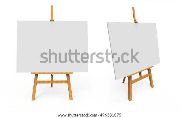 Wooden Easel Paint Desk White Canvas Stock Illustration 496381075