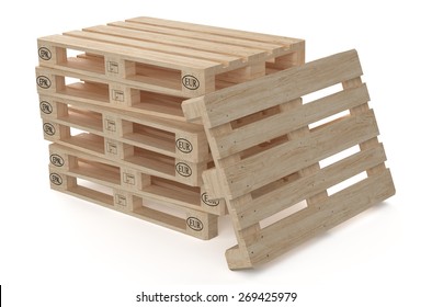 Wooden Eur Pallets  Isolated On White Background