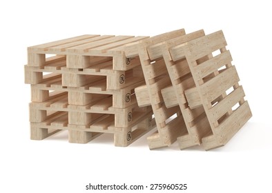 Wooden Eur Pallets  Isolated On White Background