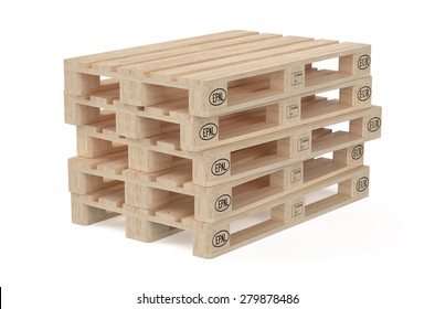 Wooden Eur Pallets  Isolated On White Background