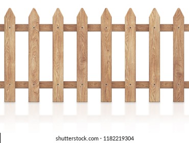 Wooden fence isolated on white background with clipping path. 3d rendering