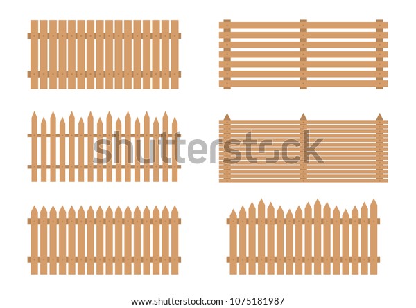 Wooden fence set on the white background