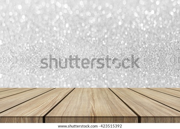 Wooden Floor On White Silver Glitter Stock Illustration 423515392