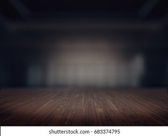 Wooden Floor,Product Showcase Spotlight Background.3D Rendering