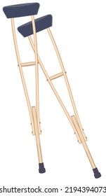 Wooden French Crutches On White Background